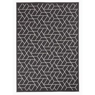 Un amour de tapis Alfombra de terraza exterior kilim reversible negro y crema 200x290