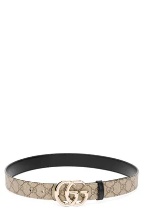 Gucci Beige GG Logo Reversible Belt