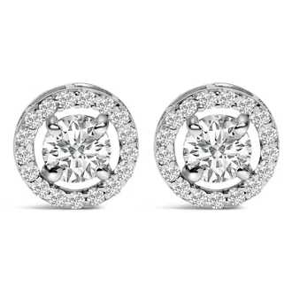 House of Brilliance Mens 14K White Gold 1 3/4 Cttw Lab Grown Diamond Halo Cufflink