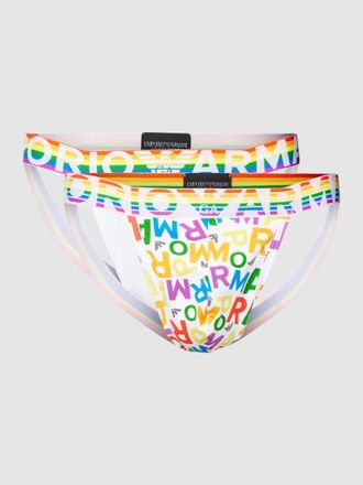 Emporio Armani Jockstrap mit eingewebtem Logo Modell RAINBOW in Weiss, Größe XL