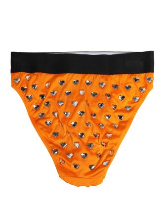 Dolce & Gabbana Womens Orange Crystal High Waist Brief Panty Underwear Elastane Nylon Clothing