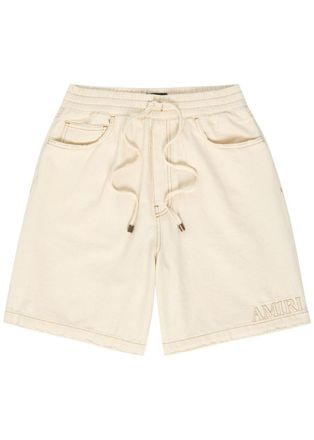 Amiri Logo-embossed Distressed Denim Shorts - Ecru - XL