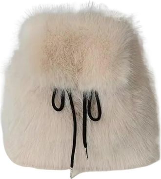 Generic Womens Plush Bags Women Faux Fur Backpack Soft Plush Large Capacity Shoulder Bag With Drawstring Flap Magnetic Closure For Daily Casual Use(Khaki)