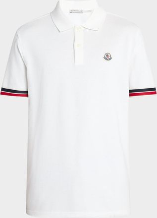 Moncler Mens Striped-Trim Pique Polo Shirt