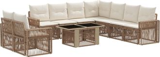 vidaXL Conjunto De Sof&aacute;s De Jard&iacute;n 10 Uds. Beige Y Blanco Crema Vidaxl