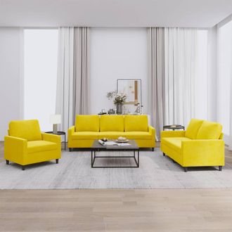 vidaXL Vidaxl - Juego De Sof&aacute;s Con Cojines 3 Piezas Terciopelo Amarillo