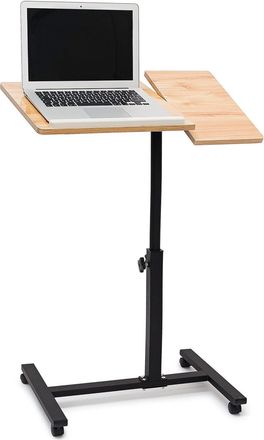 OEM Mesa Para Port&aacute;til, Altura Regulable, Ruedas, Soporte Plegable, Alto X Ancho X Profundidad: 95 X 60 X 40,5 Cm, Madera De &Eacute;bano, Color Amarillo