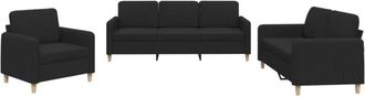 vidaXL Vidaxl - Juego De Sof&aacute;s Con Cojines 3 Piezas Tela Negro
