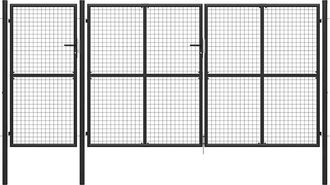 vidaXL Vidaxl - Puerta De Jard&iacute;n De Acero Gris Antracita 400x150 Cm
