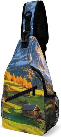 Generic Mountain Cow Autumn Unisex Shoulder Bags Casual Crossbody Chest Bag Sling Backpack for Hiking Cycling Travel