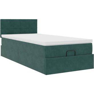 vidaXL Estructura De Cama Otomana Con Colch&oacute;n Terciopelo Verde Oscuro Vidaxl