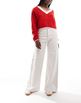 Tommy Jeans wide leg jeans in ecru white
