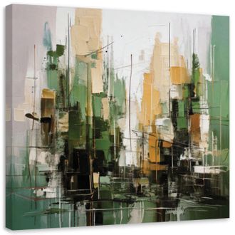Artgeist Artgeist - Quadro Su Tela, Citt&agrave; Astratta Verde - 30x30