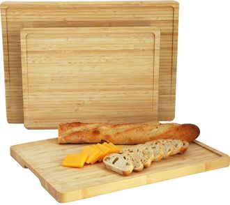 MegaChef 3 Piece Wood Cutting, Prep and Serving Boards with Slanted Juice Groove in Bamboo at Nordstrom
