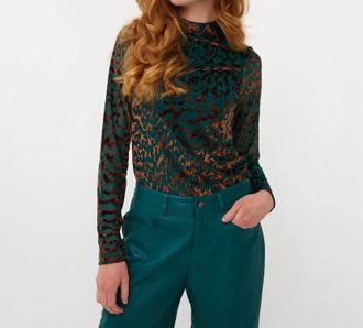 Esqualo Barrie Burnout Mesh Top In Teal And Bronze