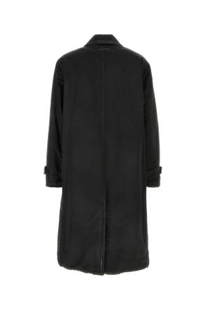 Maison Margiela Mens Black Cotton Blend Overcoat Washed Cappotti