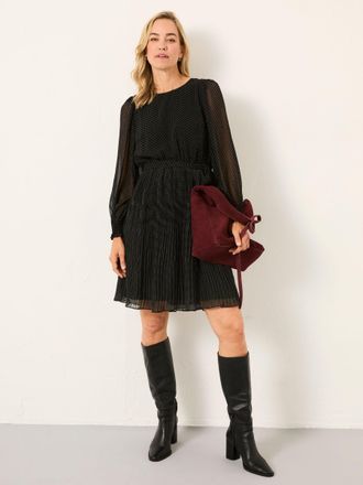 Fat Face FatFace Darcy Black Pin Spot Petite Mini Dress