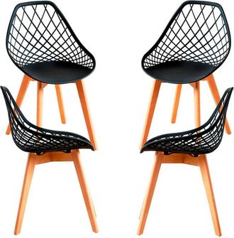 Regalos Miguel Packs Sillas Comedor - Pack 4 Sillas Deli - Negro