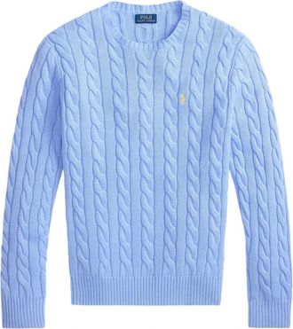 Polo Ralph Lauren Katoenen kabelgebreide trui met ronde hals - Heren - Ronde hals truien - Blauw - XL - Katoen - Truien & Vesten
