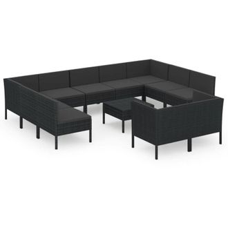 vidaXL 12 Pcs Garden Lounge Set Con Cojines De Prueba De Vime Pe