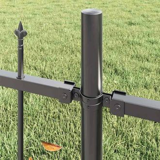 Berkfield Home Stylish Garden Fence with Hoop Top in Grey - 3.4x1.25 m Steel