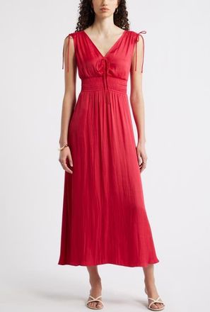 Nordstrom Smocked Waist Sleeveless Maxi Dress in Red Jazzy at Nordstrom, Size Xx-Large