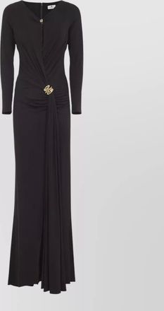 Elisabetta Franchi jersey gown draped v neckline maxi