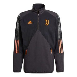 adidas Juventus Soccer/Football Sports Contrast Color Stitching Round Neck Pullover Black GK8603