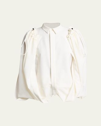 sacai Wool Suiting Drawstring Cape Shirt
