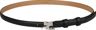Courr&egrave;ges Slim Calfskin Silver Buckle Belt