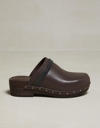 Brunello Cucinelli Natural Leather Womens Clogs