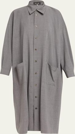 Eskandar Angle To Front Side Seam Shirtdress With Collar