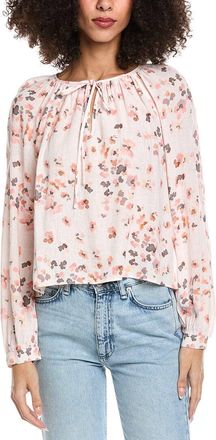 Bella Dahl Shirred Raglan Tie Front Linen-Blend Blouse