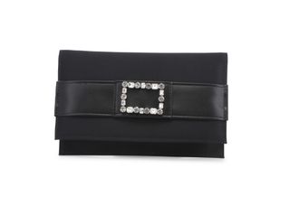Melluso Borsa pochette con tracolla in tessuto raso nero bj064