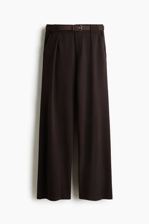 H&M Hose aus Ponte-di-Roma mit G&uuml;rtel - Dunkelbraun