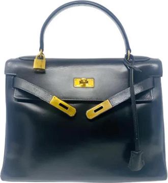 Herm&egrave;s Vintage Black Box Leather Kelly 32