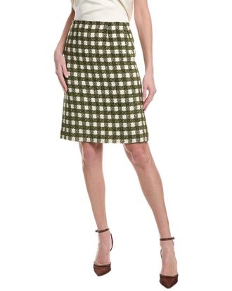 Oscar De La Renta Chenille Tweed Silk-Lined Wool-Blend Pencil Skirt