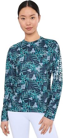 Columbia Super Tidal T-Shirts Long Sleeve Shirt Womens Long Sleeve Pullover Nocturnal/Twilight Sunflora : 2XL, Polyester