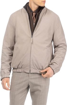 Gorski Mens Genuine Nubuck Jacket Reversible To Cashmere & Wool Crafted From Loro Piana in Stone/black at Nordstrom, Size Xx-Large