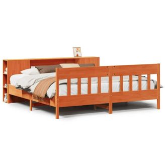 Berkfield Home Bookcase Bed without Mattress Wax Brown 200x200cm Solid Wood Pine | Size: 200x200 cm