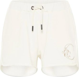 Carlo Colucci Sweat Short met Borduring - Dames - Bermuda - Wit - L - Katoen - Korte Broeken