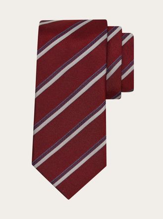 Ferragamo Men Regimental jacquard silk tie Red