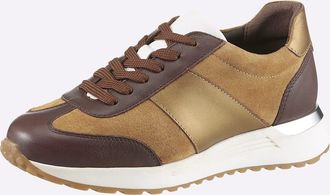 Heine Sneaker HEINE, Damen, Gr. 36, braun, camel, Glattleder, Leder, Rindsleder, Veloursleder, Schuhe Sneaker