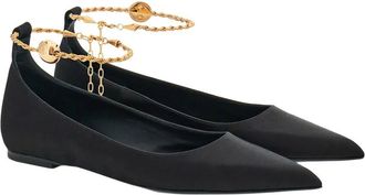 Ferragamo Cable-Link Chain Leather Ballet Flat