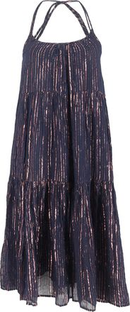 Ulla Johnson Samara Knee Length Dress in Navy Blue Lurex
