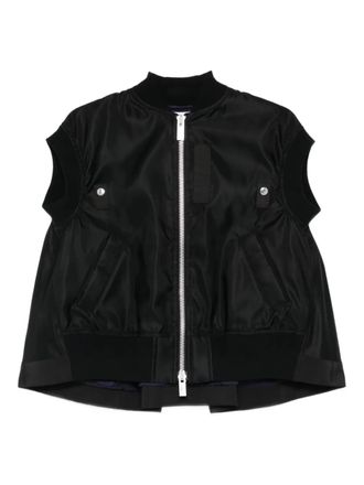 sacai zip-up gilet - Black