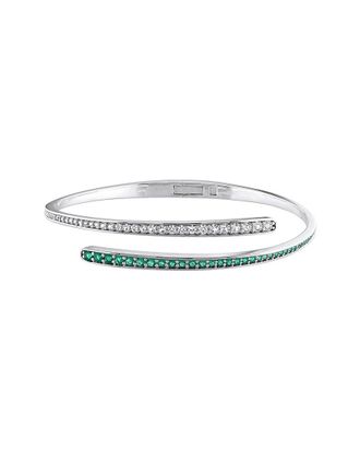 Rina Limor Silver 1.44 ct. tw. Lab-Grown Created Emerald, Created White Sapphire, Created White Sapphire Wrap Bangle Bracelet