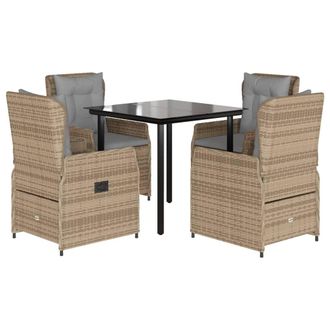 vidaXL Vidaxl - Set Da Pranzo Da Giardino 5 Pz Con Cuscini Beige In Polyrattan