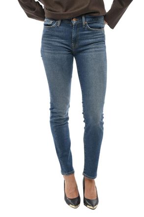 7 For All Mankind Blue Slim Mid Rise Jeans