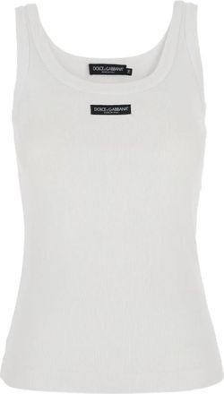 Dolce & Gabbana Logo katoenen tanktop - Dames - Tops zonder mouwen - Wit - M - Katoen - Tops